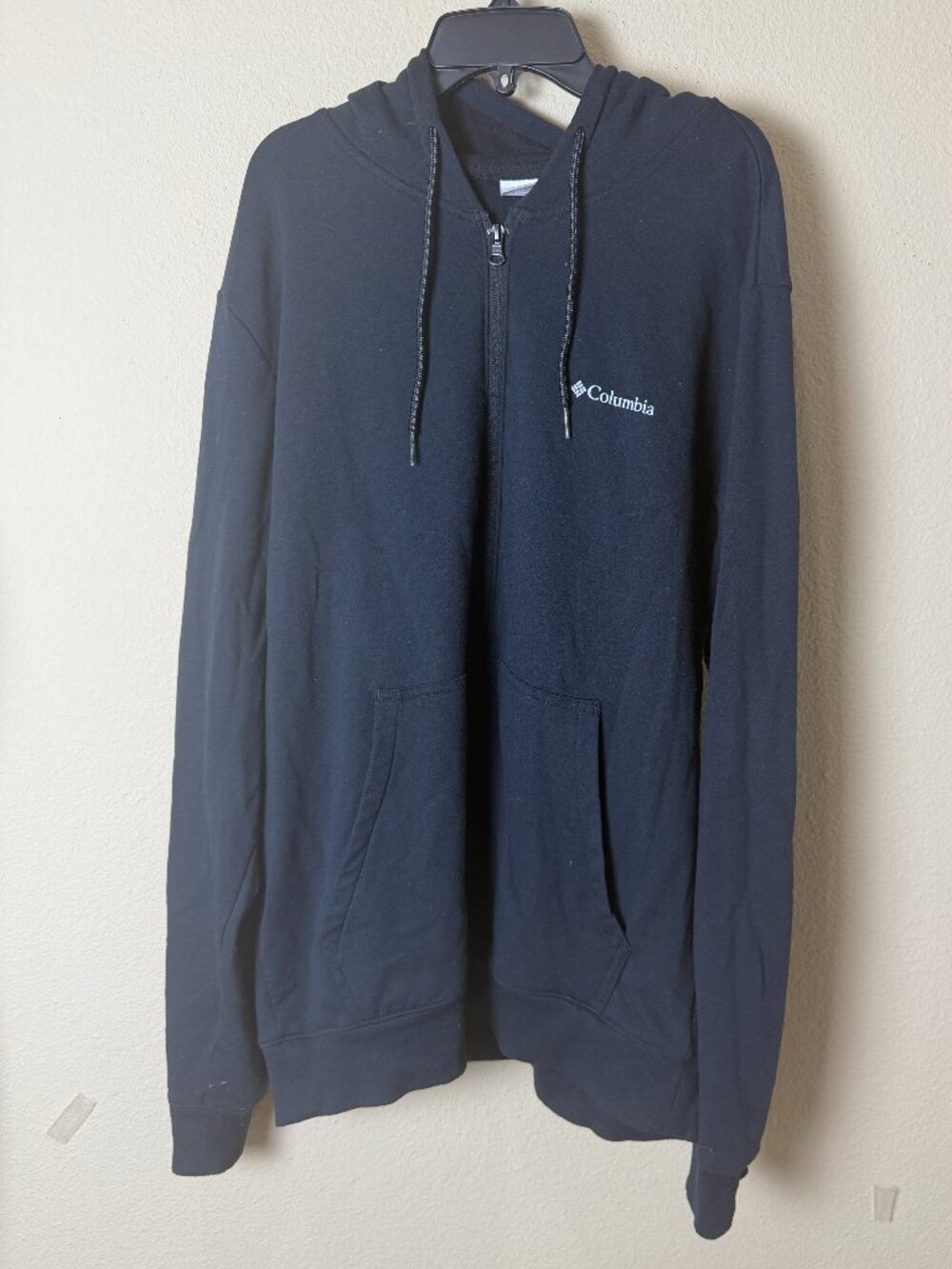 COLUMBIA Zip Front Hooded Sweatshirt Jacket Black Size Medium